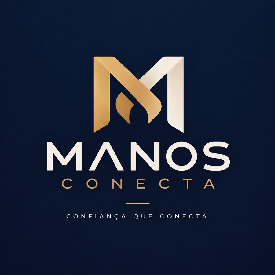Marca MANOS CONECTA com o slogan Confiança que conecta.